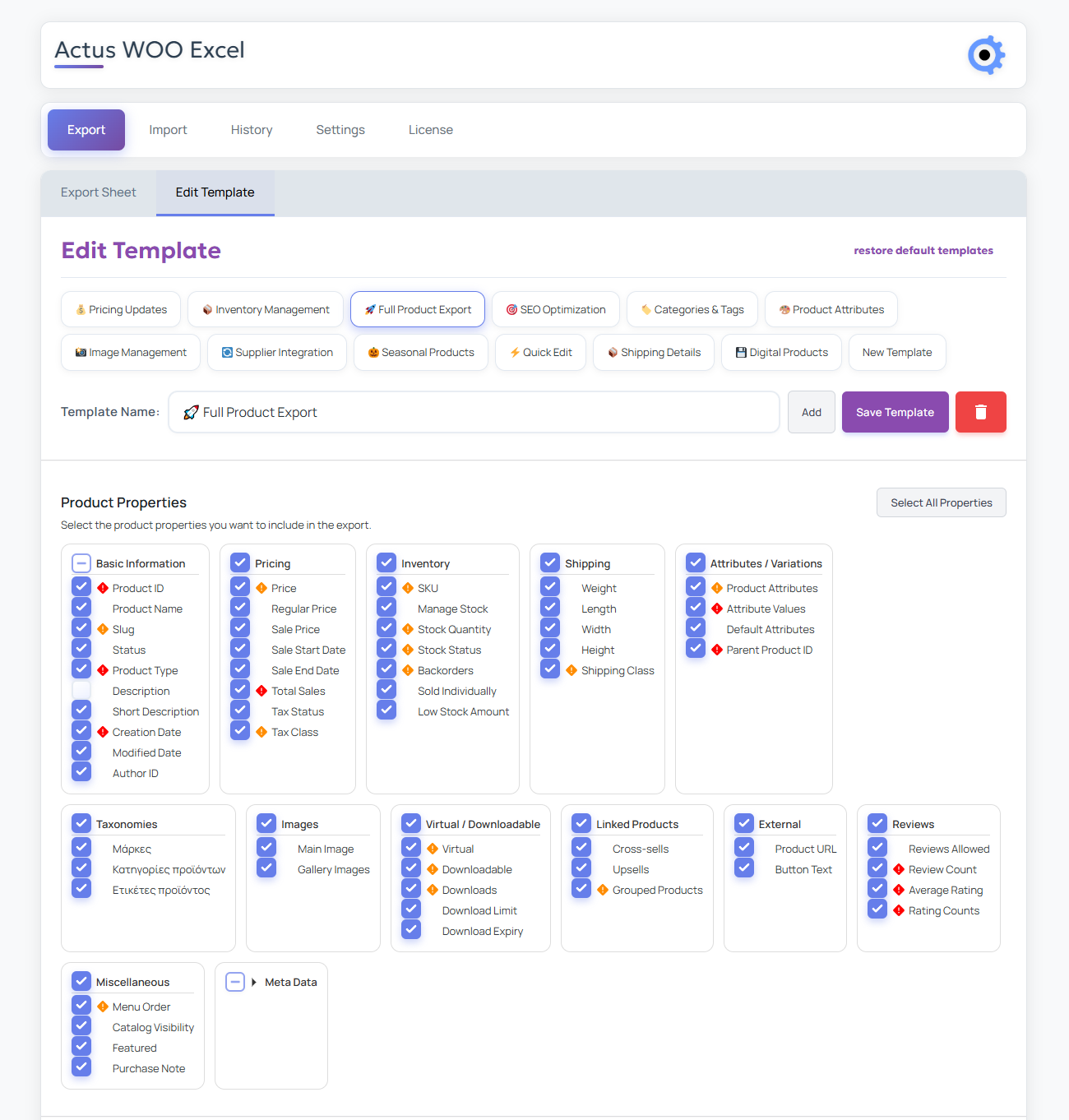 Template Editor - Customize your export template